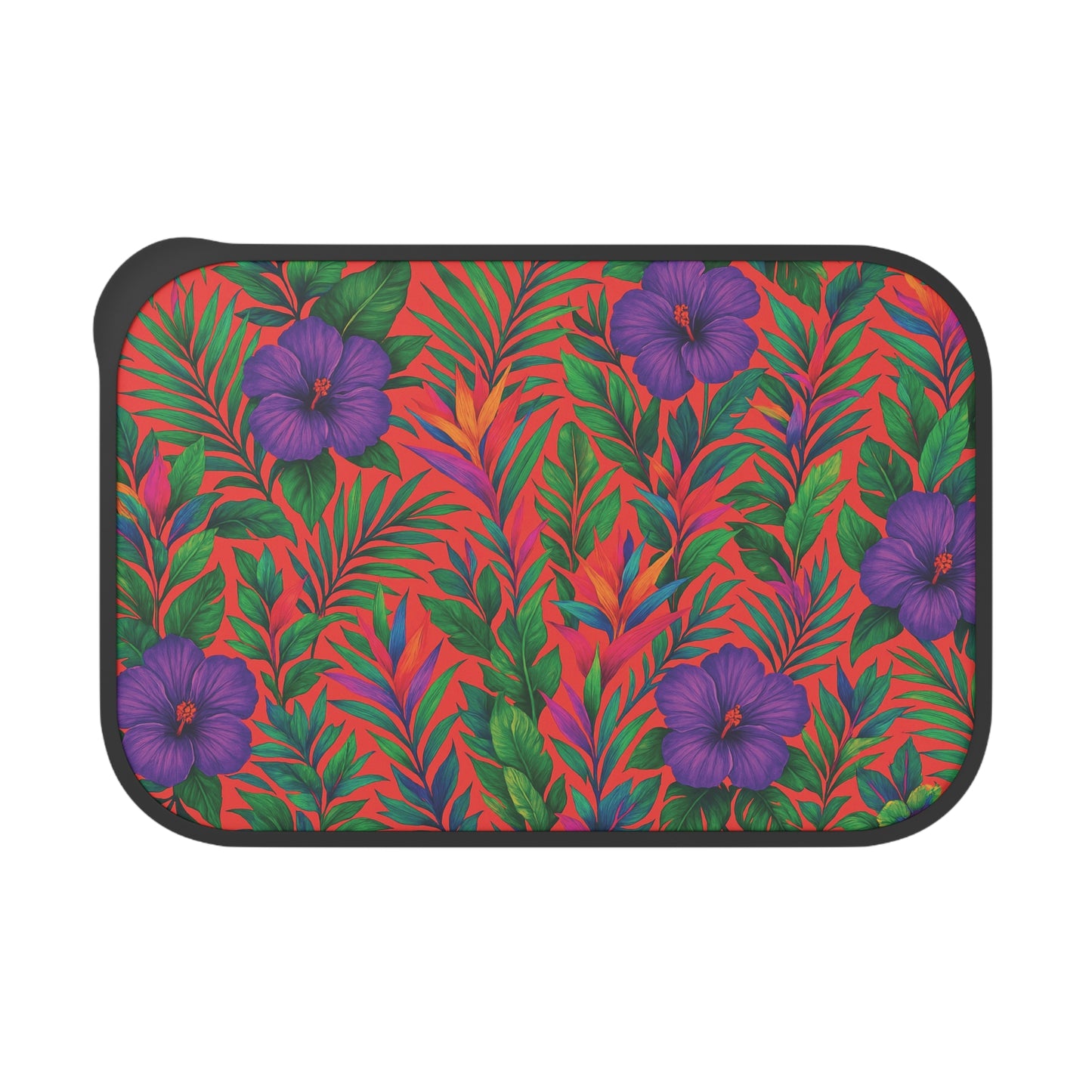 Bento Box with Utensils - Midnight Flower Coral