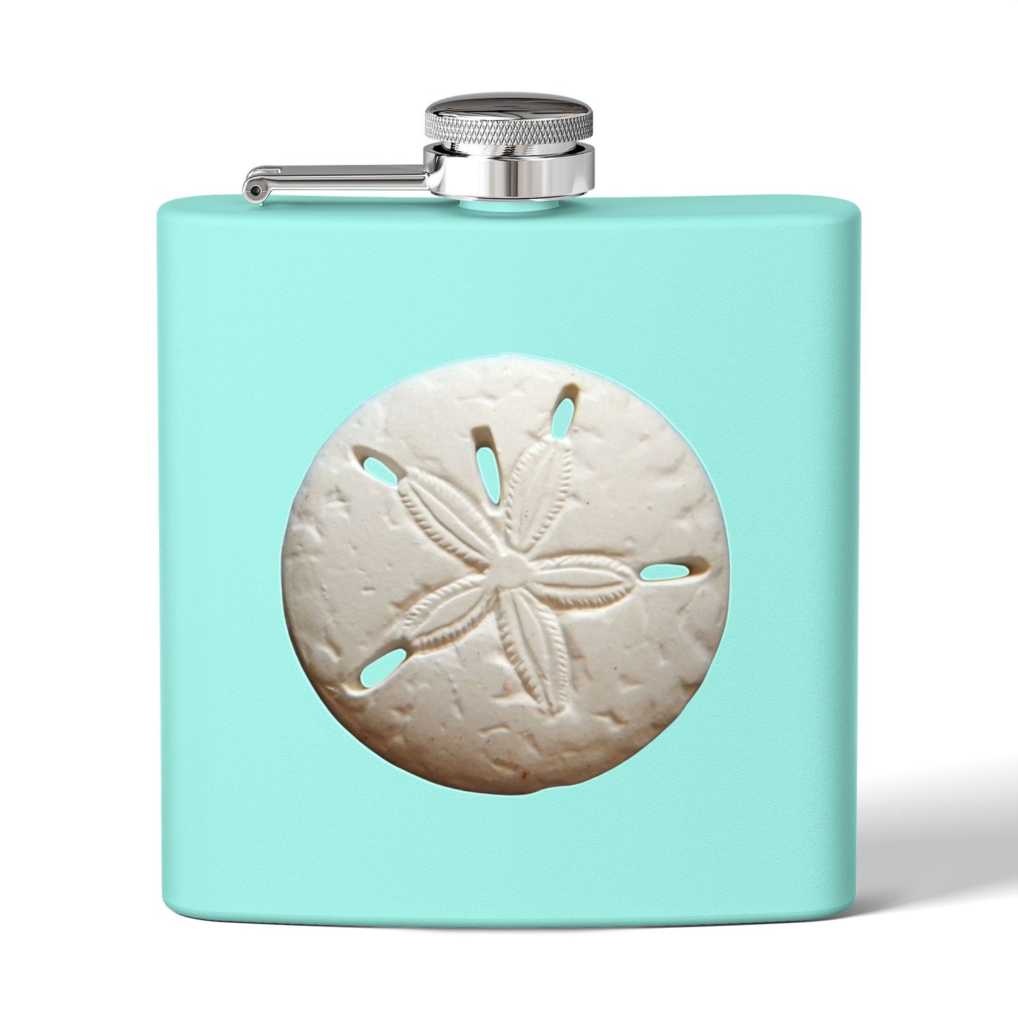 Tropical Stainless Steel 6 oz. Flask, Many Colors  – Real Sand Dollar