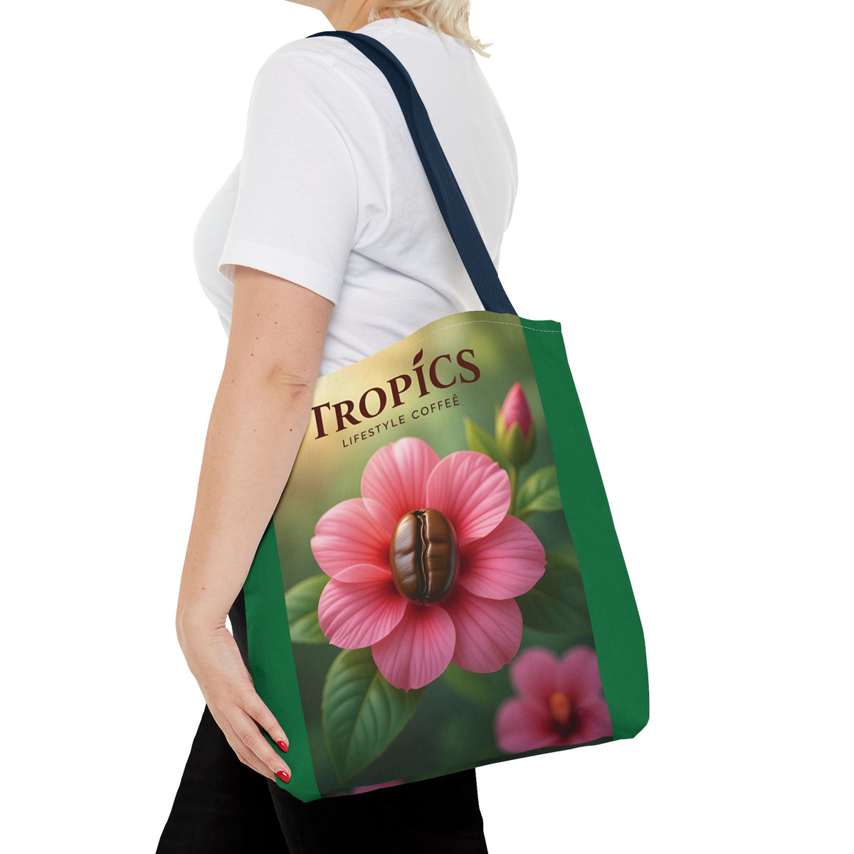 Pink Flower/Green TLCoffee Tote Bag - 3 Sizes