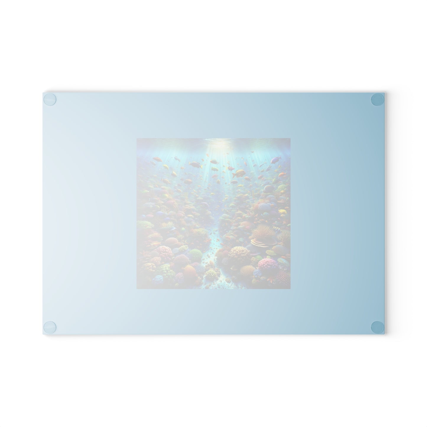 Glass Cutting Board, 2 sizes - Busy Coral Reef/Turquoise