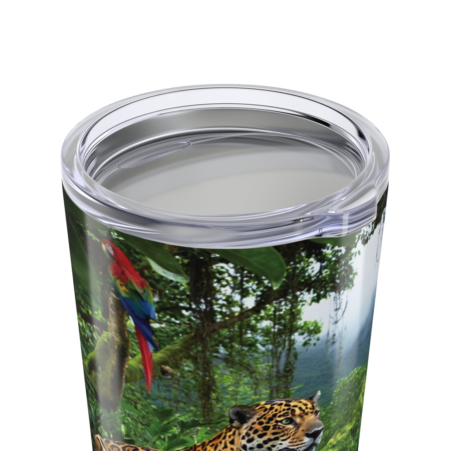20oz Tropical Glossy Tumbler, Stainless Steel / Jaguars and Parrots