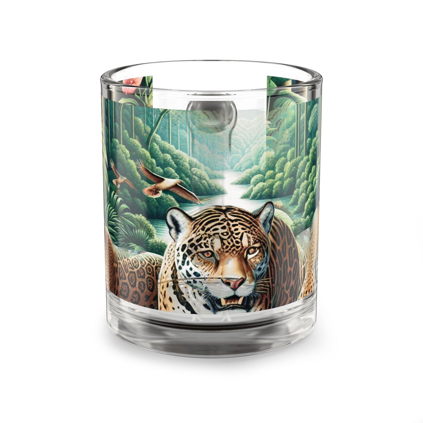 Tropical Glass Mug - 10oz Coffee Cup / Rainforest Big Cats