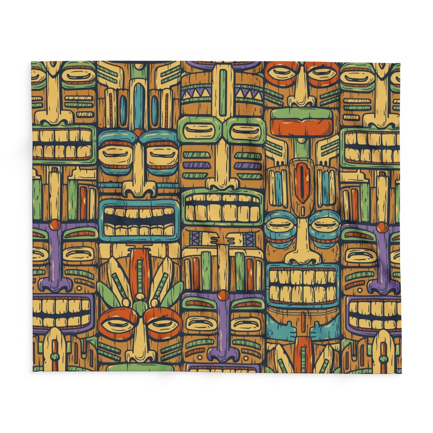 Colorful Tiki Party Fleece Blanket - Fun Tropical Design