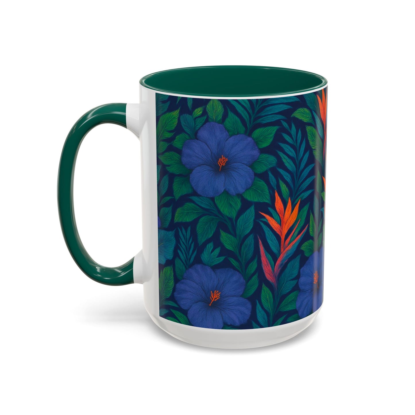Vibrant Floral Coffee Mug - 11oz & 15oz / Midnight Flower Coral