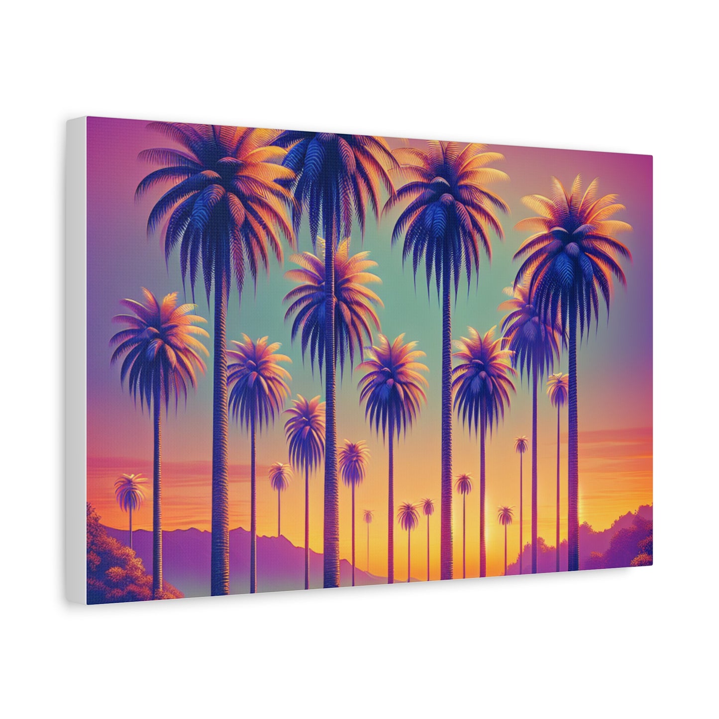 Matte Canvas, Stretched, Various Sizes / Sunset Palms