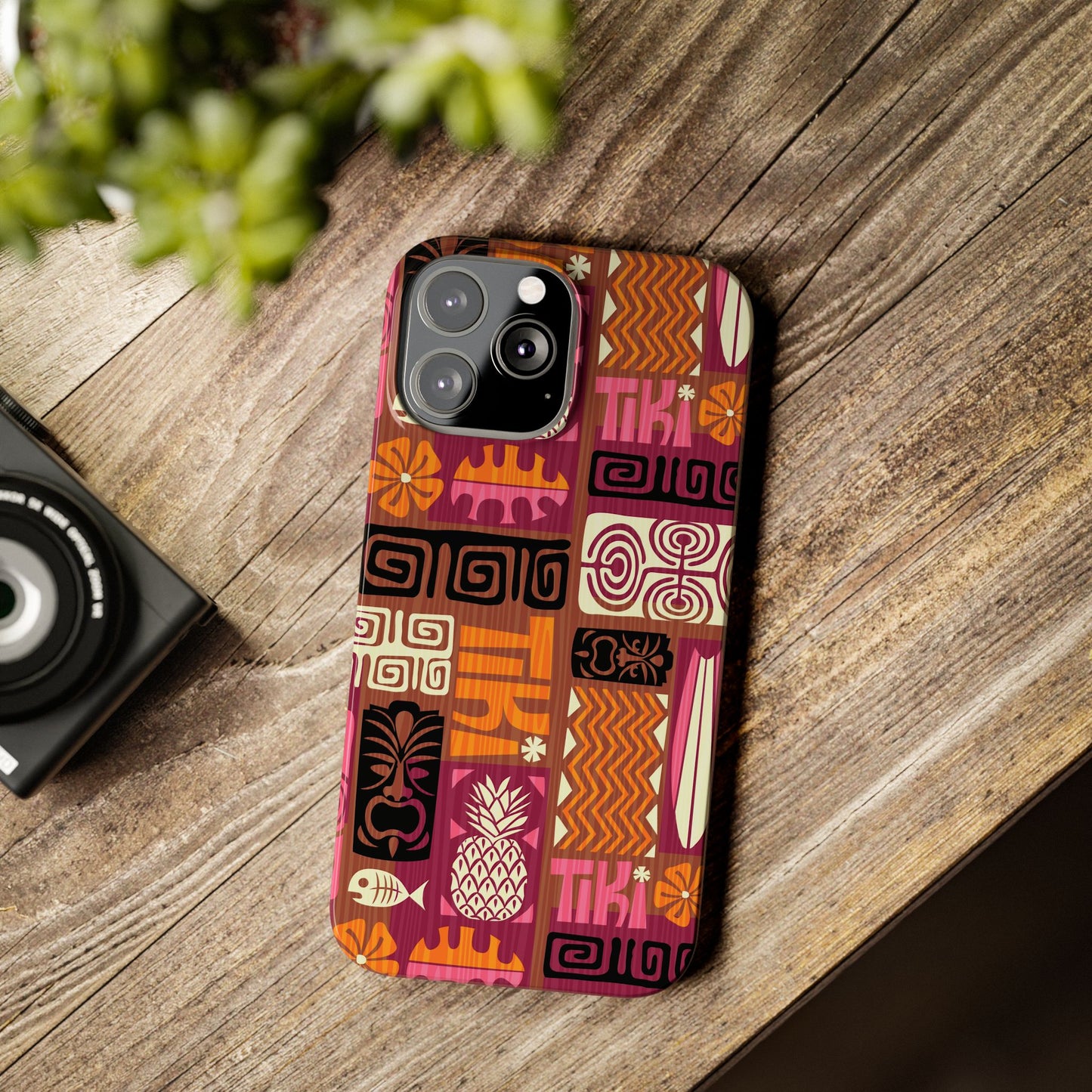 Slim Phone Cases - Tiki Poster Pink/Orange