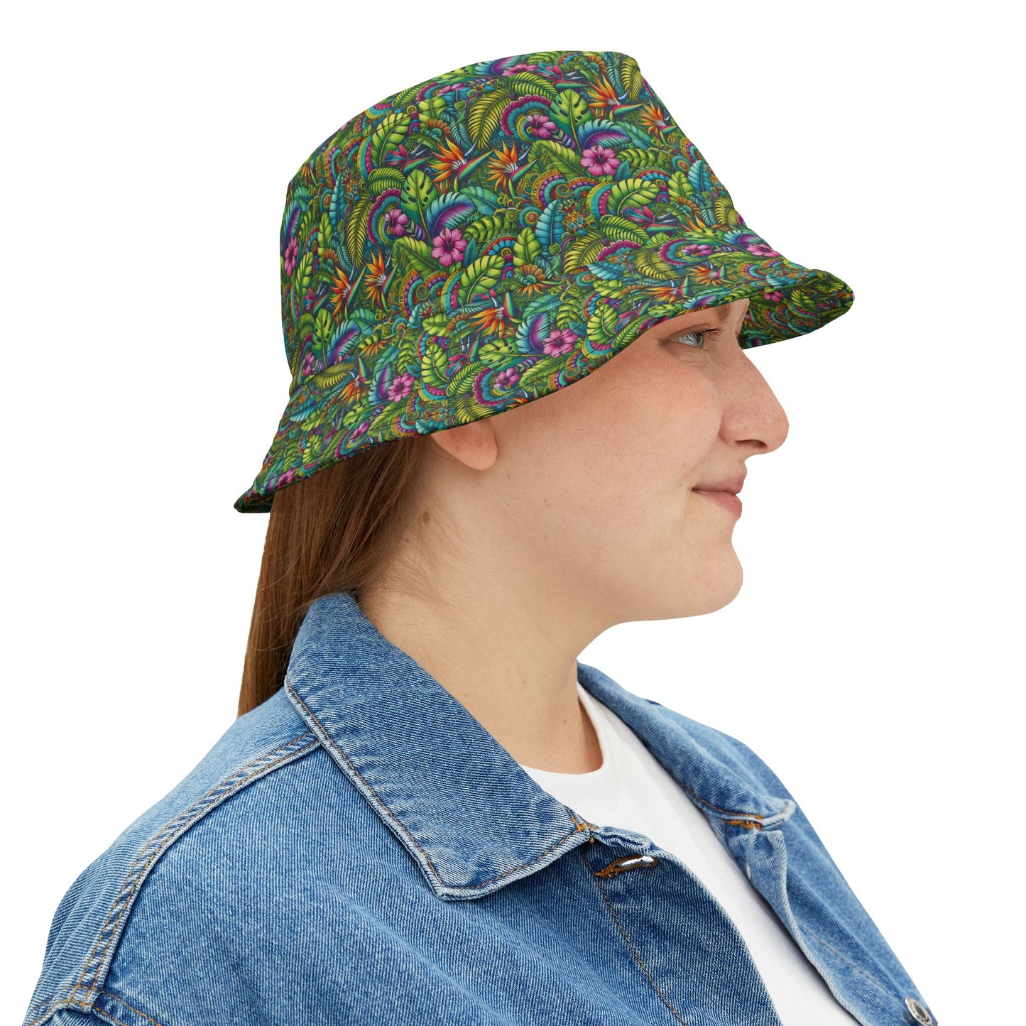 Tropical Polyester Bucket Hat, 2 Sizes - Rainforest Blooms