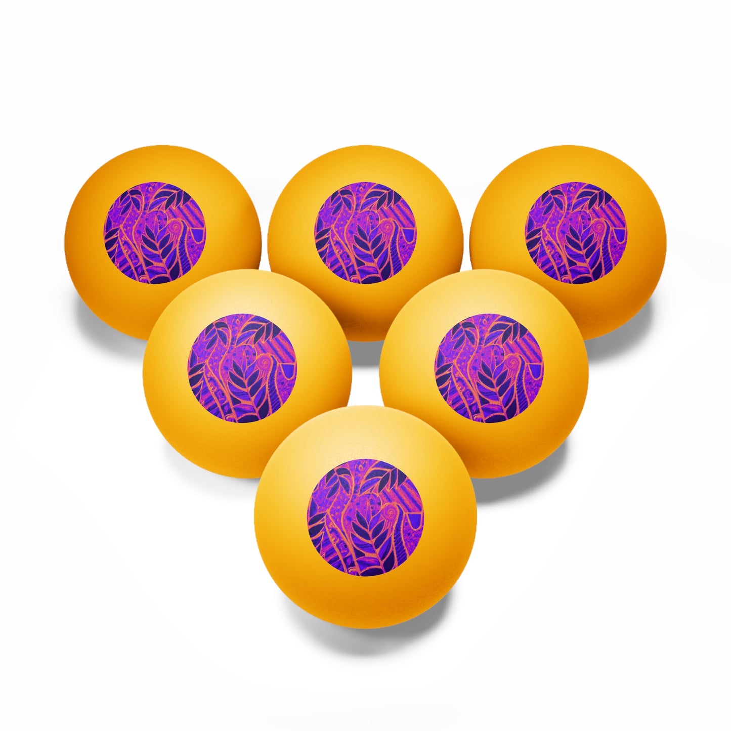 Tropical Paradise Ping Pong Balls - 6 Pack with Heatwave Amazon Whimsy/Orange