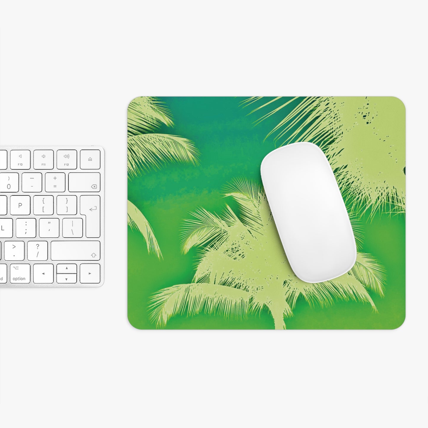 Coastal Mouse Pad, 2 Shapes - Beach Vibes for Home Office & Gamer / Palm Glow, Green