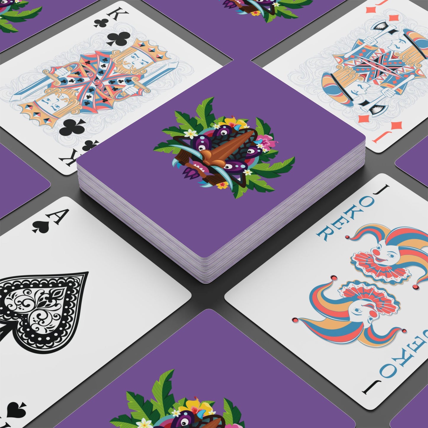 Poker-Sized Playing Cards - Tiki Boss Hake, lt purple