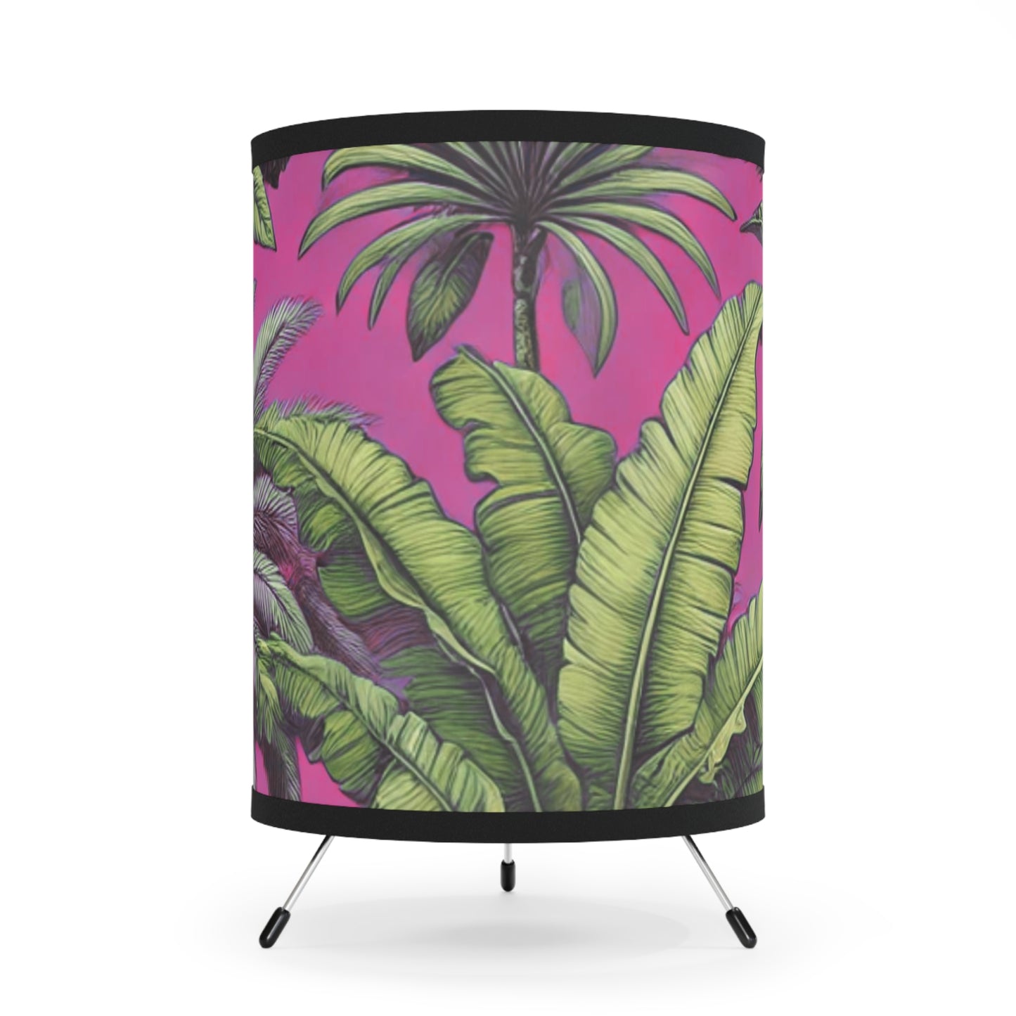 Tropical Fruit/Hot Pink Tripod Lamp with Artistic High-Res Shade - Perfect for Home Décor