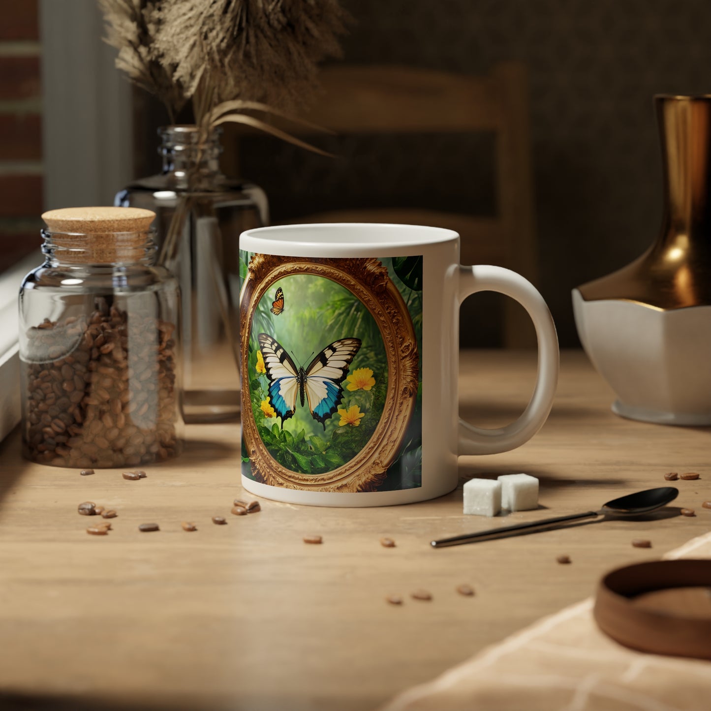 Jumbo Mug, 20oz, Framed Swallowtail Butterfly | Tropical Coffee Cup