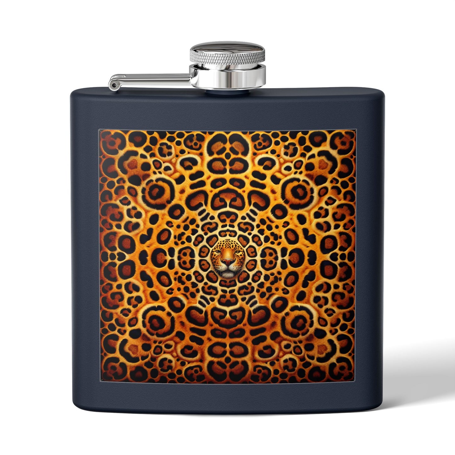 Tropical Stainless Steel 6 oz. Flask, Many Colors – Kaleidoscope Jaguar Spots