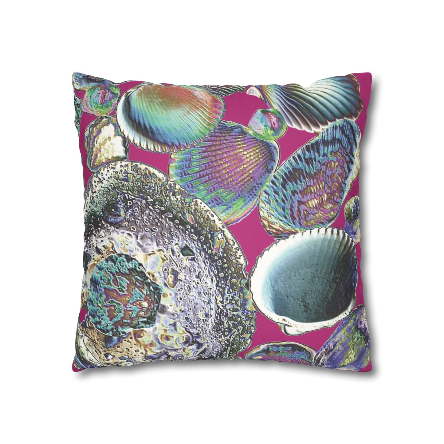 Faux Suede Square Pillowcase - Heatwave Seashell Collection, Pink