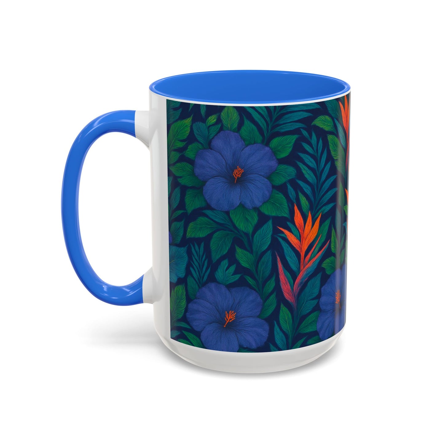 Vibrant Floral Coffee Mug - 11oz & 15oz / Midnight Flower Coral