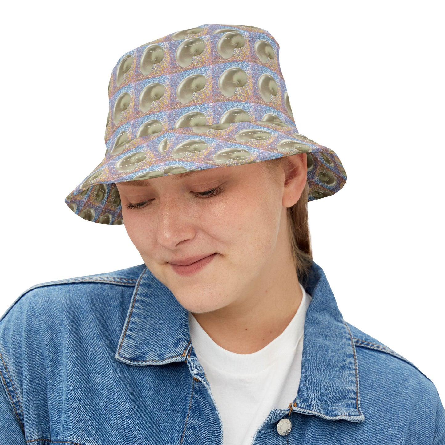 Tropical Polyester Bucket Hat, 2 Sizes - Disco Nautilus Shell