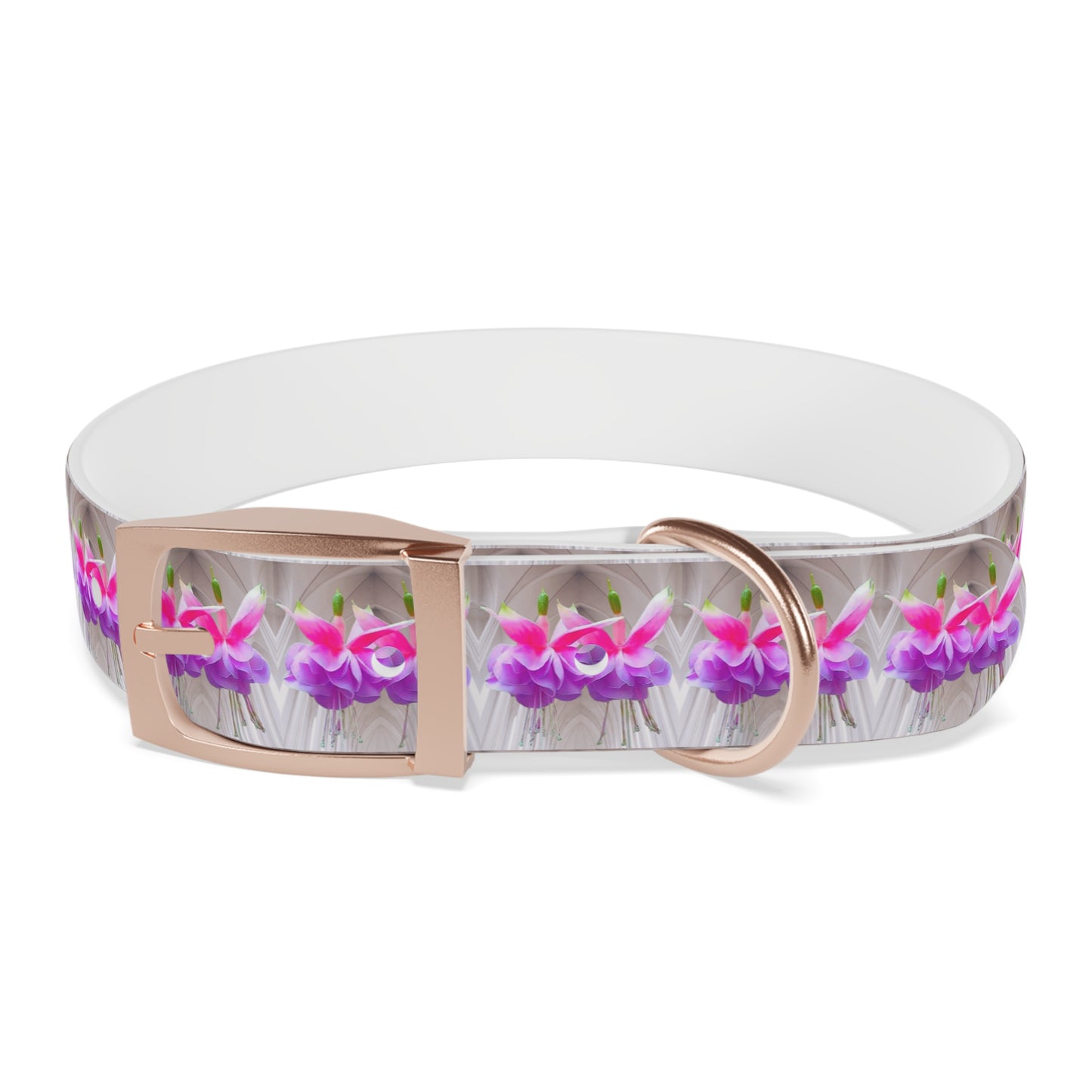 Dog Collar - Two Pink Fuchsias / Gothic, Kaleidoscope