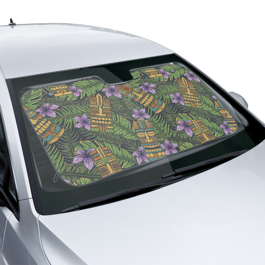 Tropical Car Sun Shades / Tiki Purple Greenery