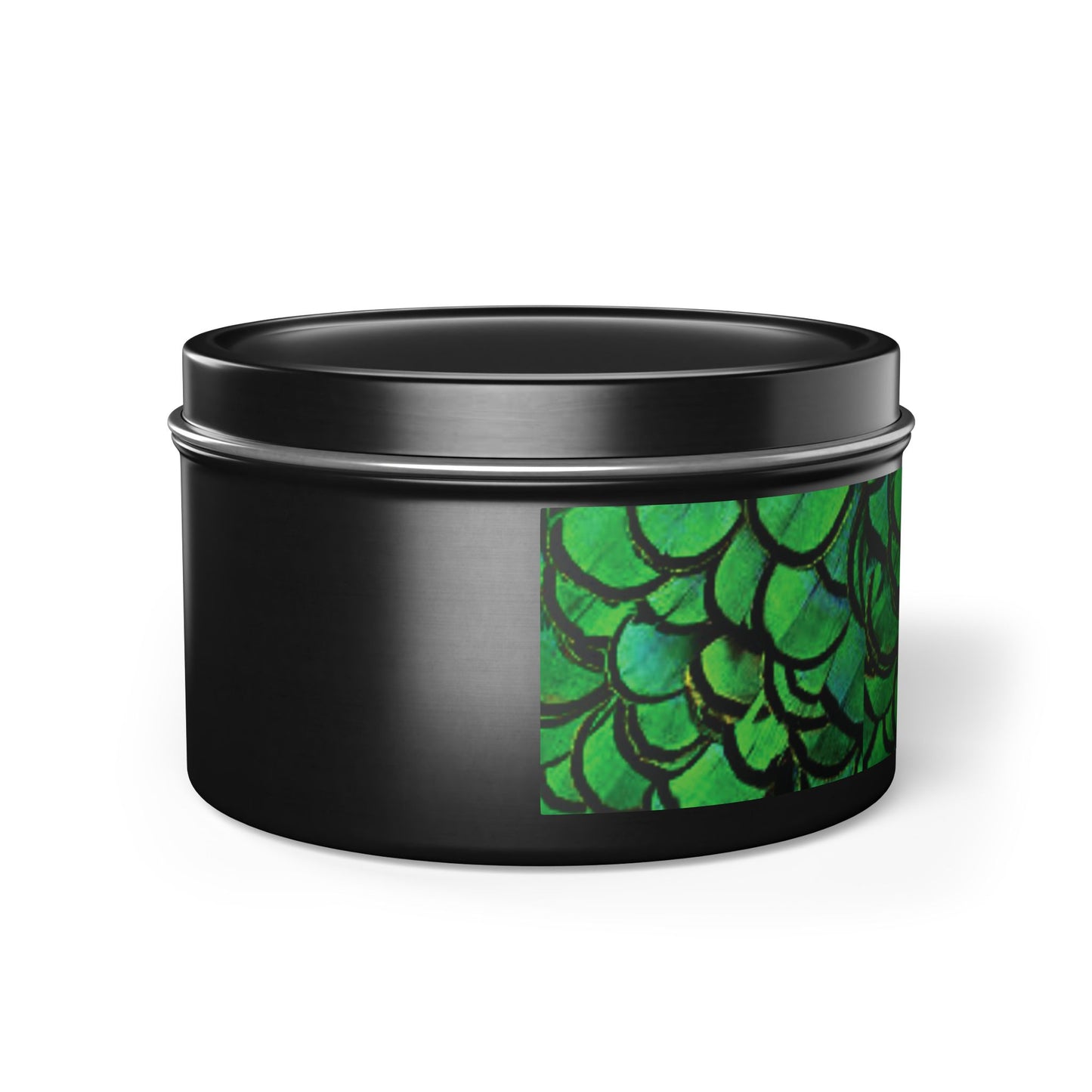 Tin Candles, 2 sizes, 3 tin colors - Green Peacock