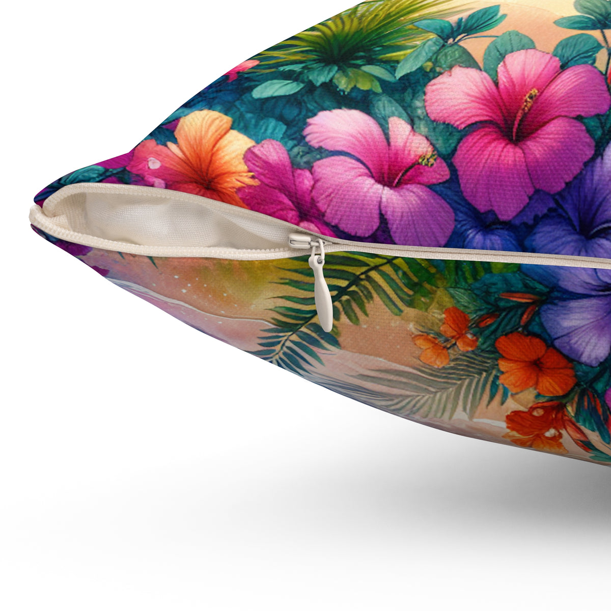 Tropical Pillow, 4 sizes - Colorful Spun Polyester Square Cushion / Bay of Peace