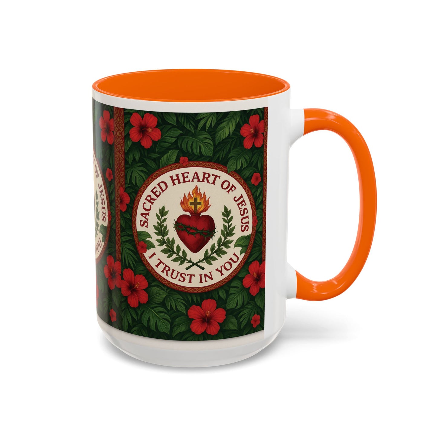 Religious Accent Color Coffee Mug (11, 15oz) / Sacred Heart of Jesus Prayer, Various Colors
