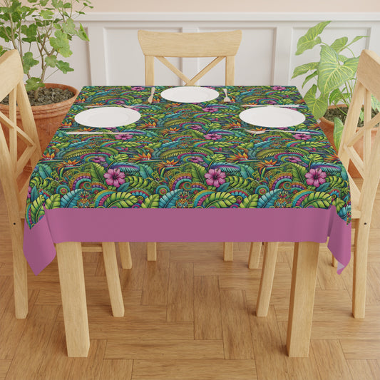 Rainforest Blooms/Lt. Pink ~ Square Tablecloth, 55" x 55"