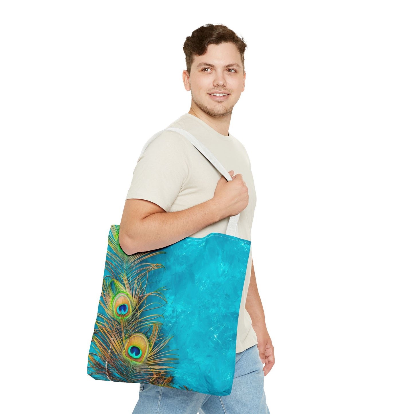 Peacock Turquoise Glow Tote Bag - 3 Sizes