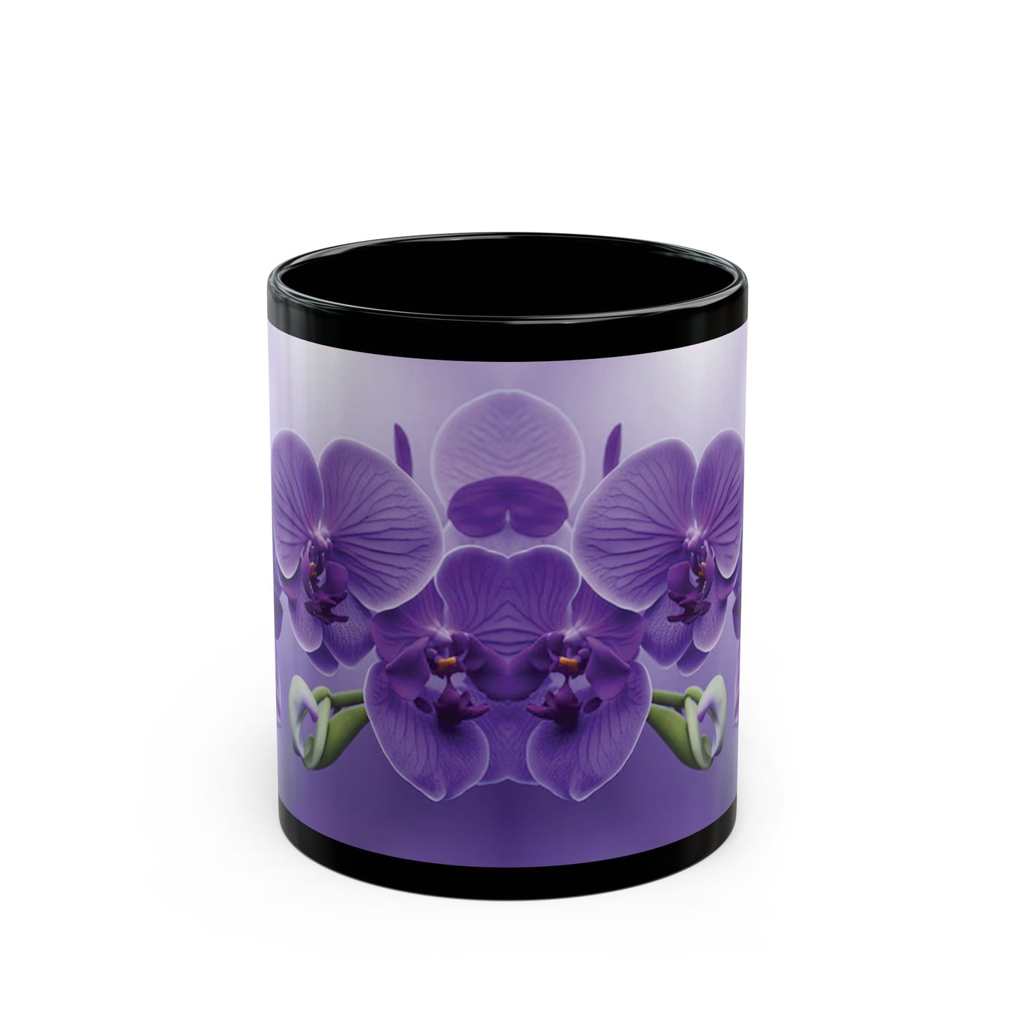Black Coffee Mug - Purple Orchid Beauties