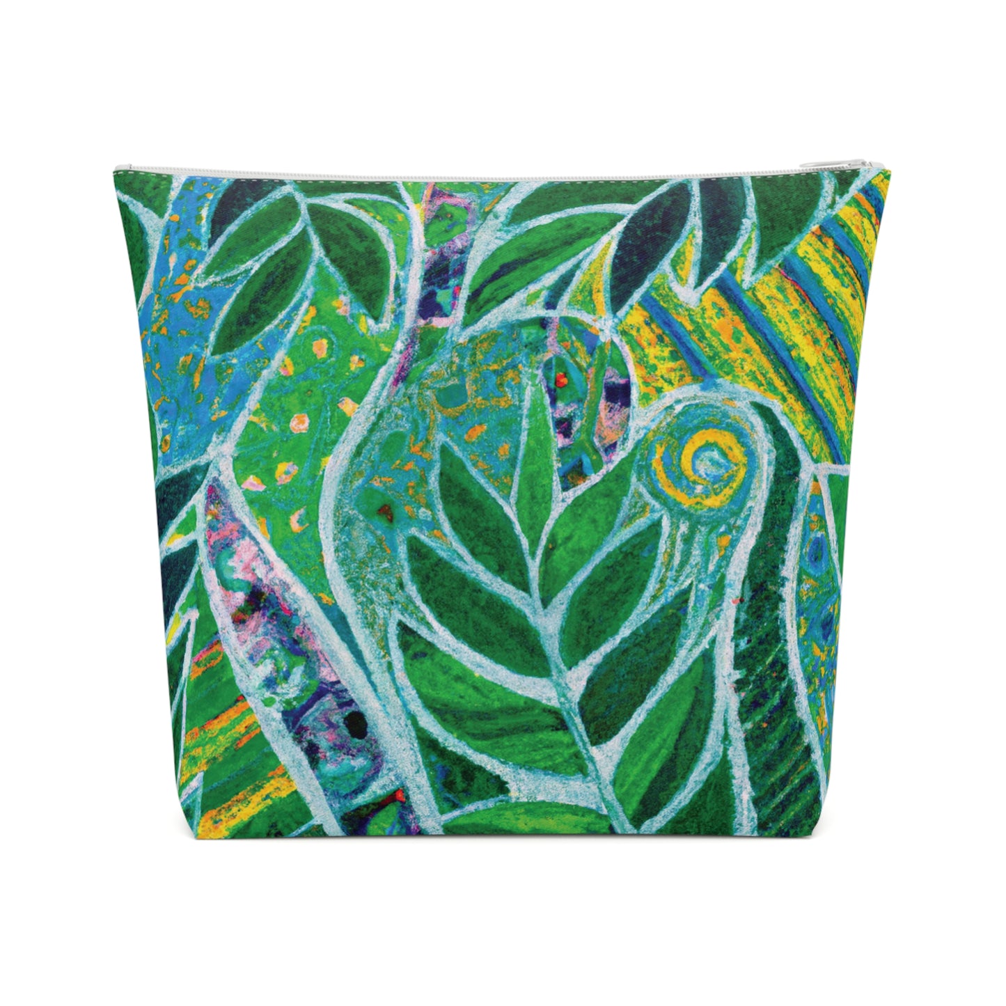 Tropical Cotton Cosmetic Bag, Makeup Pouch, 5 Sizes / Amazon Whimsy, Green
