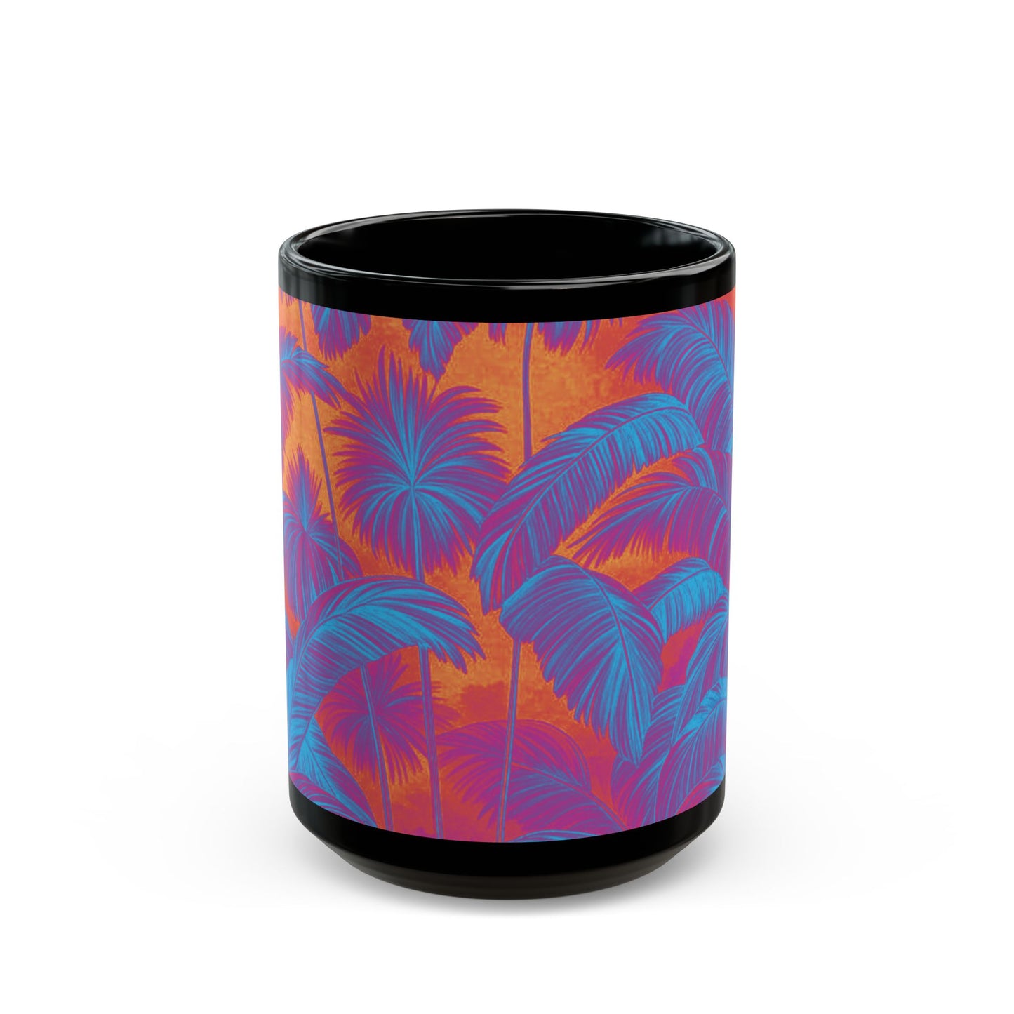 Black Coffee Mug - Palm Serenity, Heatwave