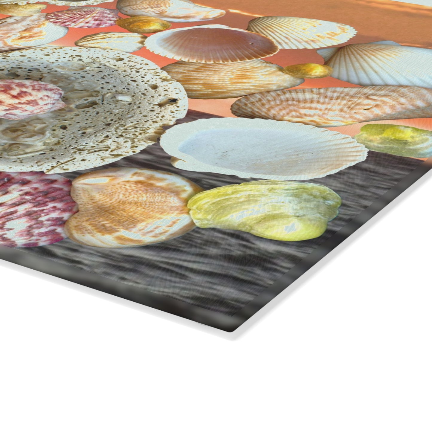 Glass Cutting Board, 2 sizes - Sky/Ocean Seashell Collection