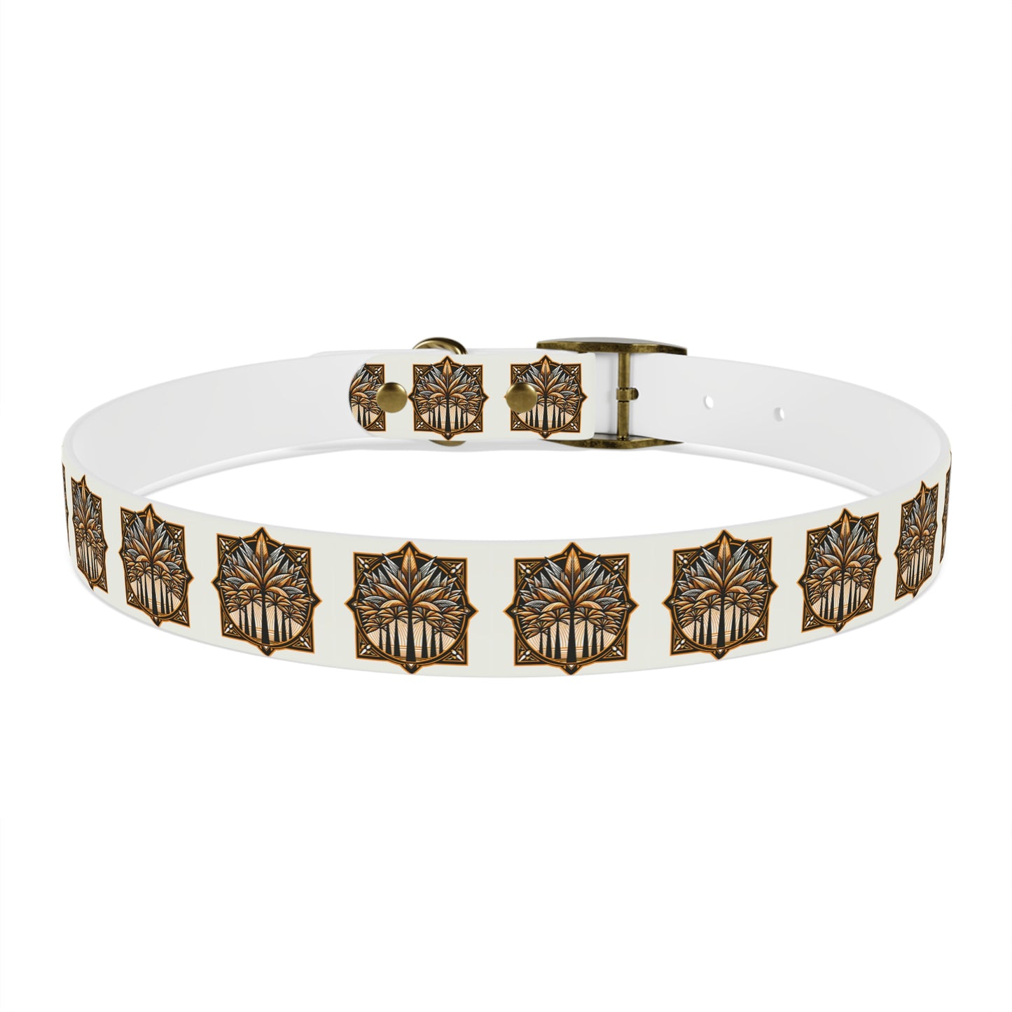 Dog Collar - Deco Palm Trees, Cinnamon