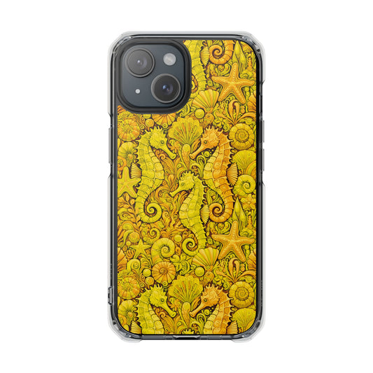 Seahorses/Yellow Magnetic Clear Phone Case, Many Models