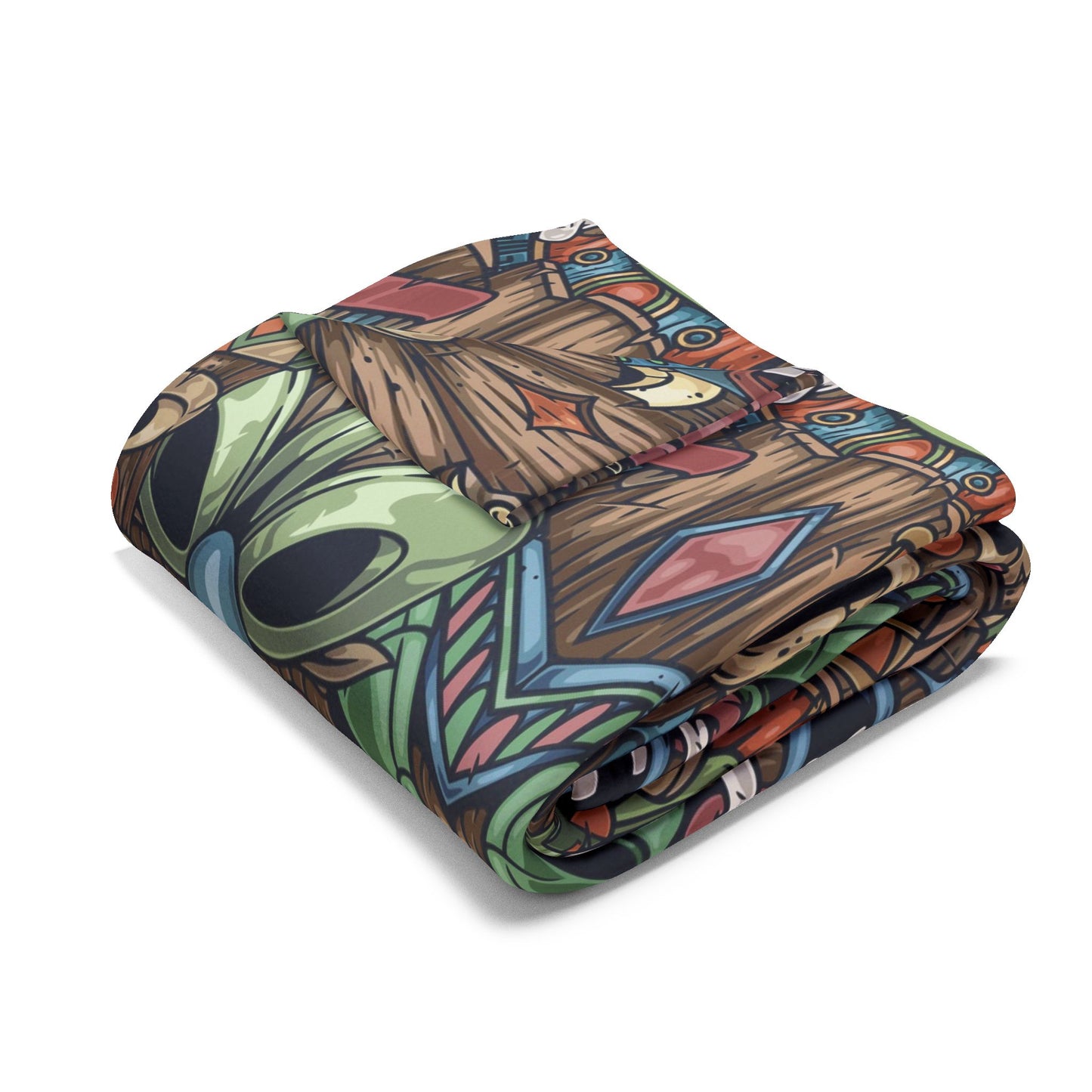 Tiki Legends Fleece Blanket - Colorful Tropical Design