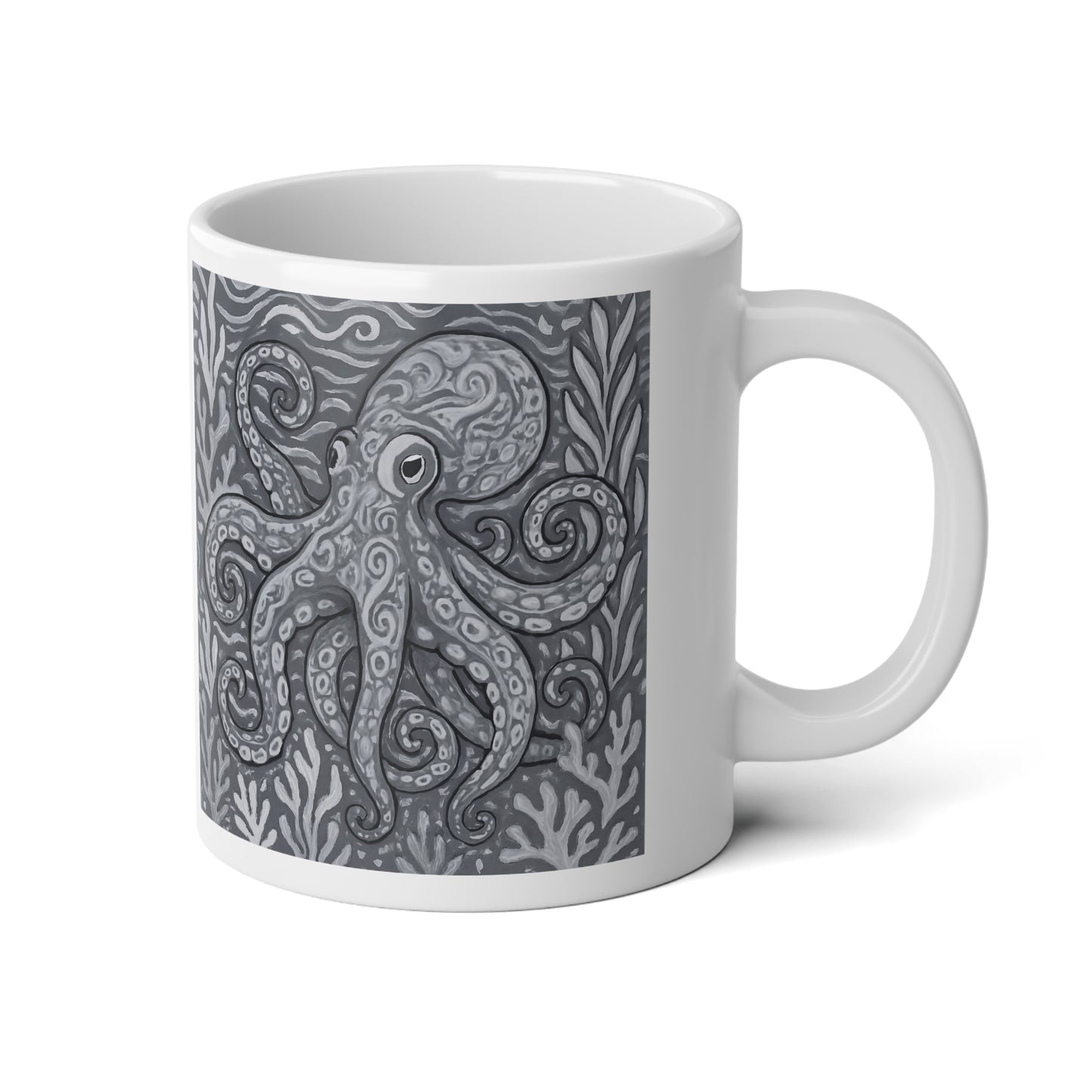 Jumbo Mug, 20oz, Octopus Kraken Joe, Noir | Tropical Coffee Cup, Gift for Ocean Lovers