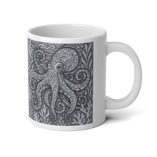Jumbo Mug, 20oz, Octopus Kraken Joe, Noir | Tropical Coffee Cup, Gift for Ocean Lovers