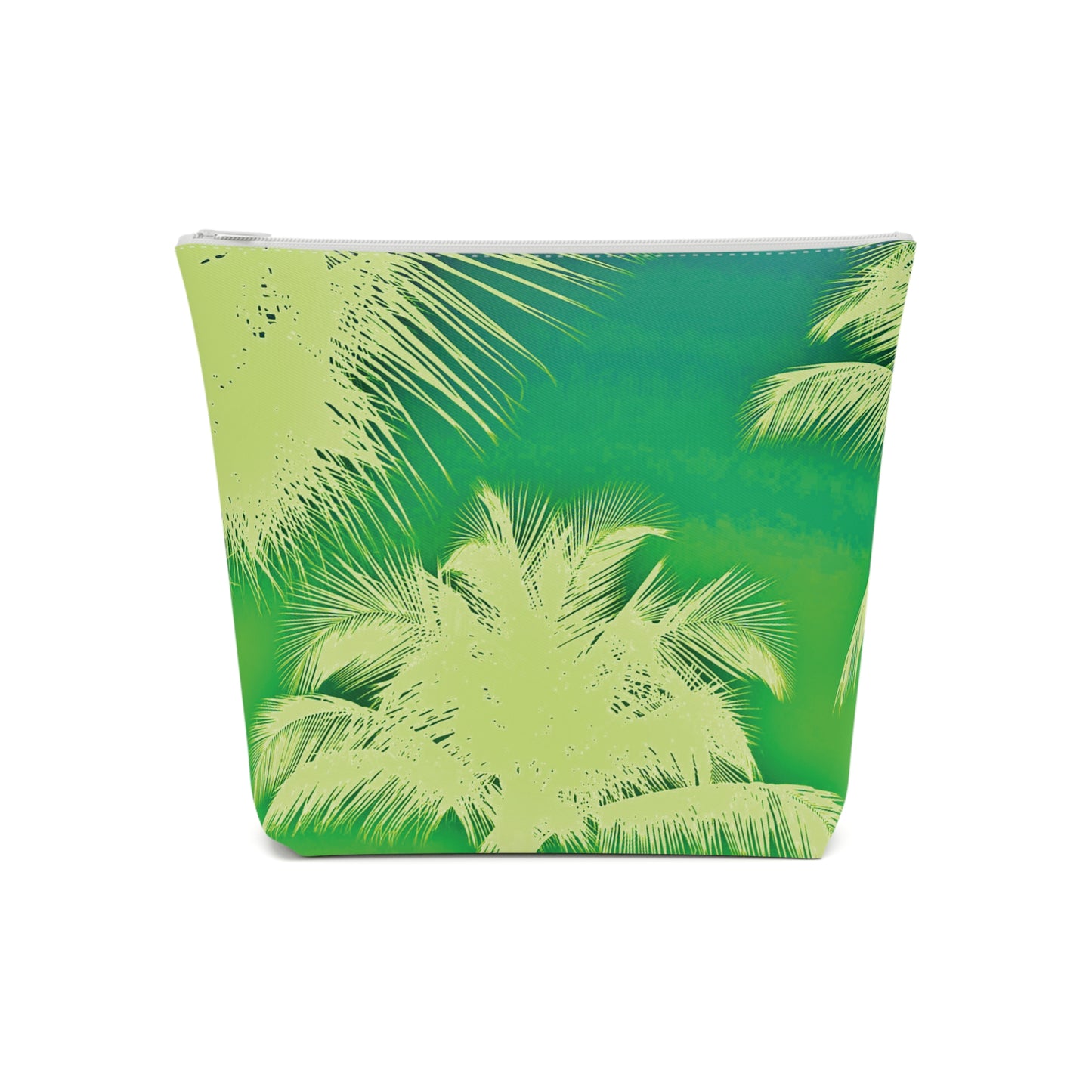 Tropical Cotton Cosmetic Bag, Makeup Pouch, 5 Sizes / Palm Glow, Green