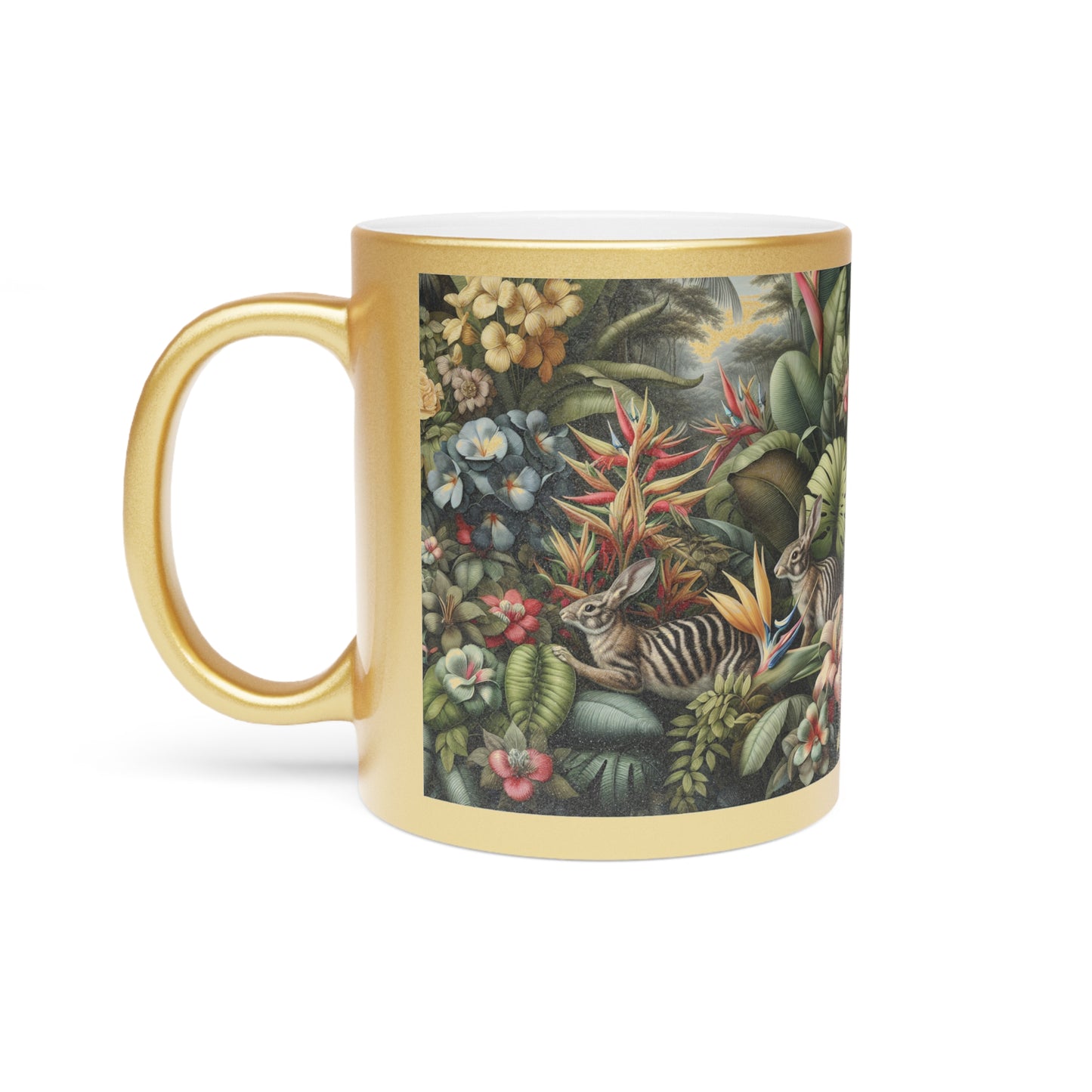 Tropical Metallic Mug, Gold or Silver - Rainforest Rabbit Outing