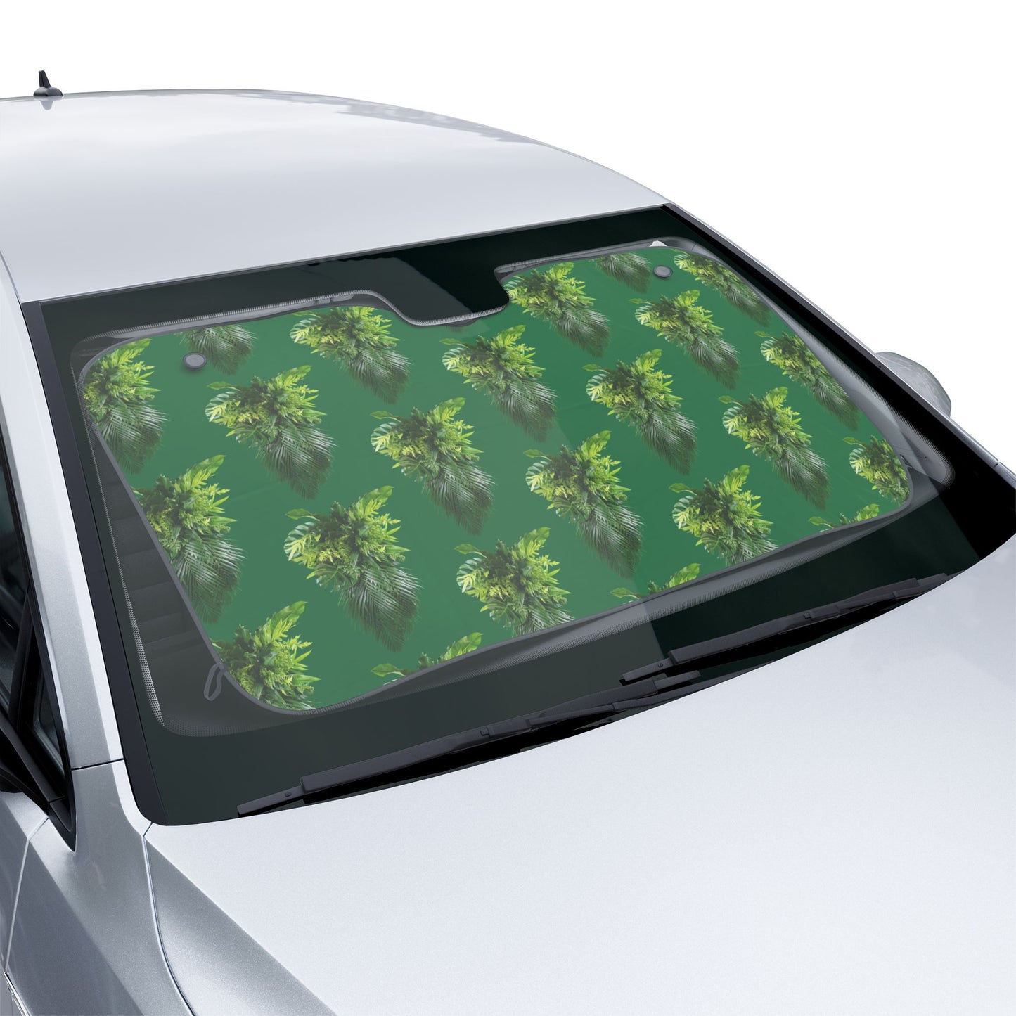 Tropical Car Sun Shades / Palm Fronds Cascade, dark green