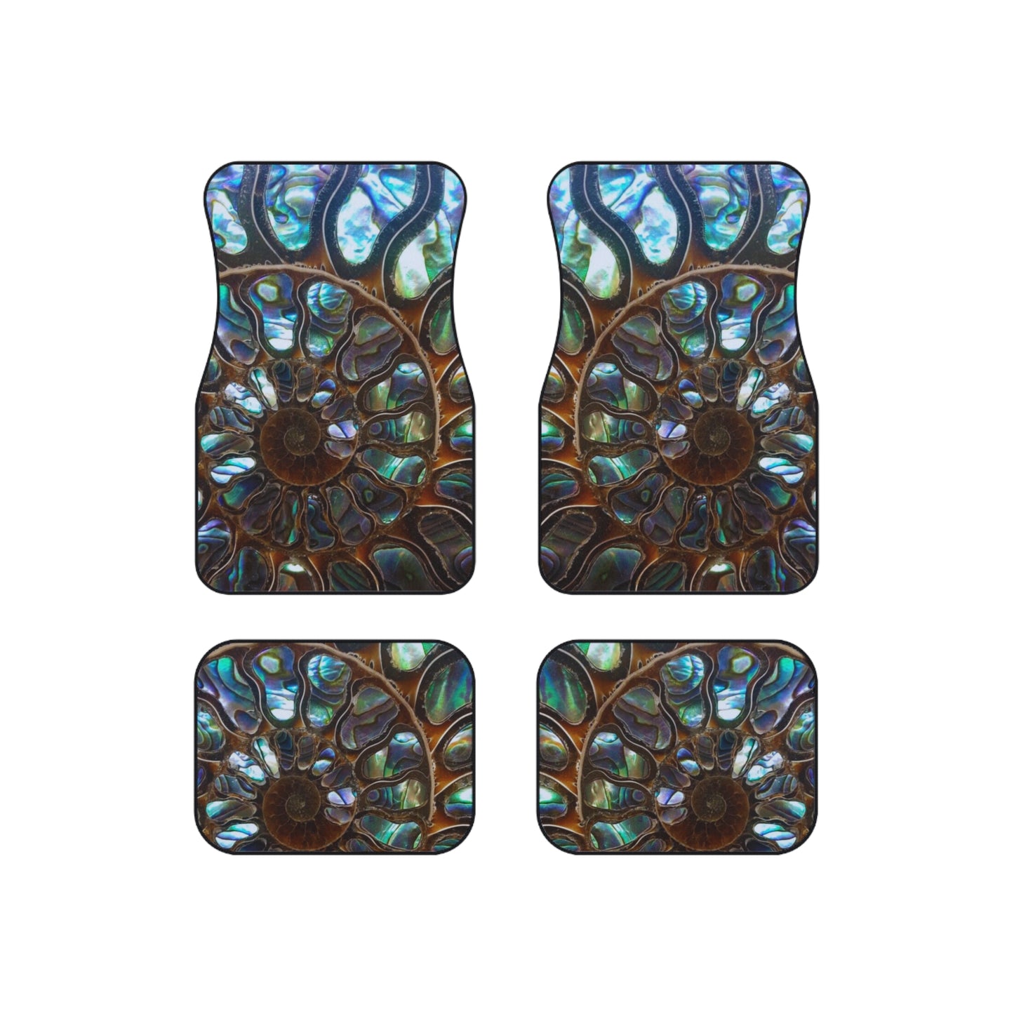 Tropical Ammonite & Abalone Car Floor Mats  - Set of 4, Front and Back