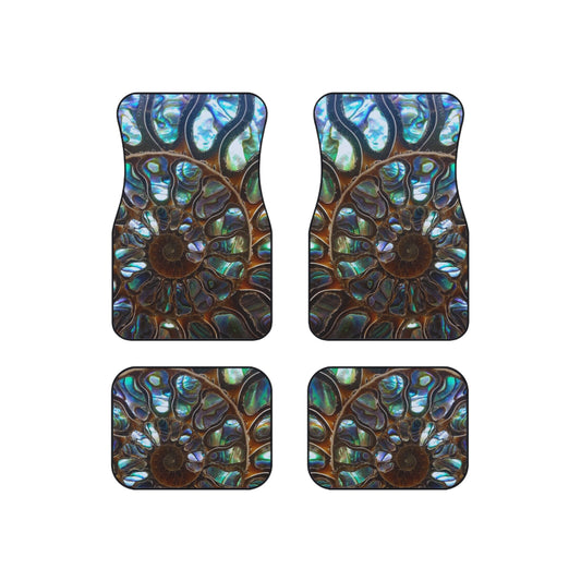 Tropical Ammonite & Abalone Car Floor Mats  - Set of 4, Front and Back