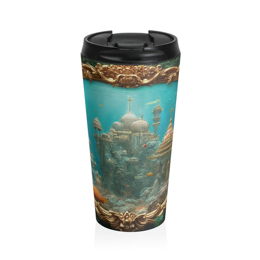 15 oz. Stainless Steel Travel Mug / Mermaid Palace, Agean Sea