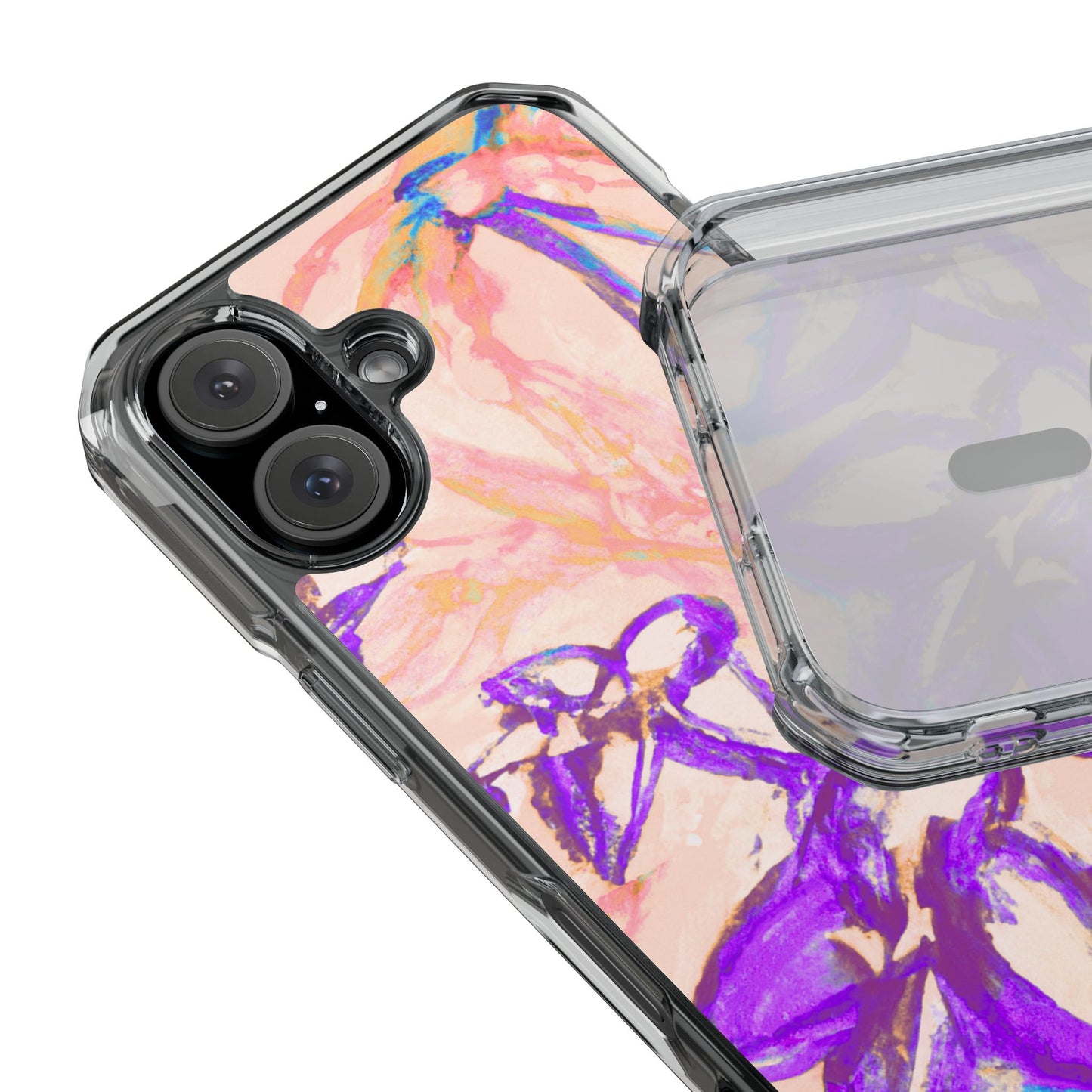 Tropical Doodles/Peach Magnetic Clear Phone Case, Many Models