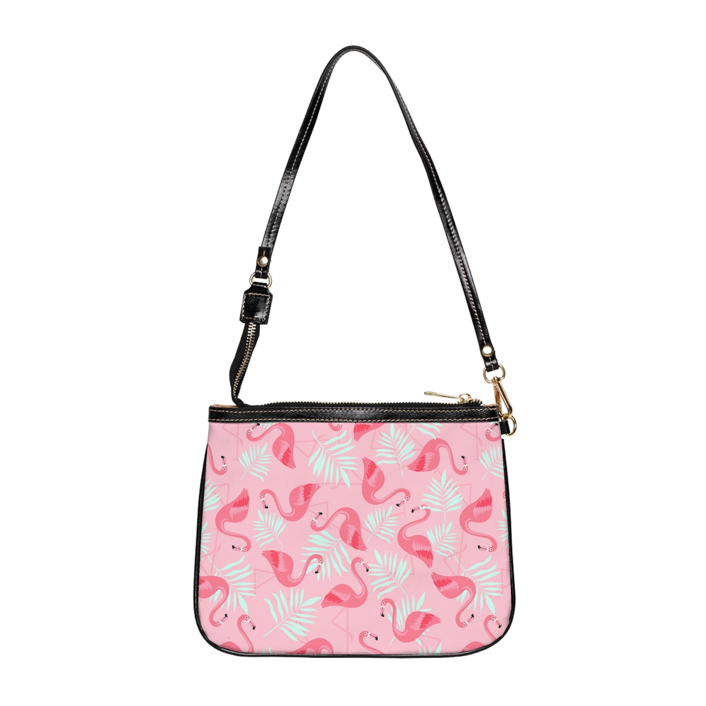 Tropical Small Shoulder Bag | Stylish Crossbody Purse / Flamingo and White Palms