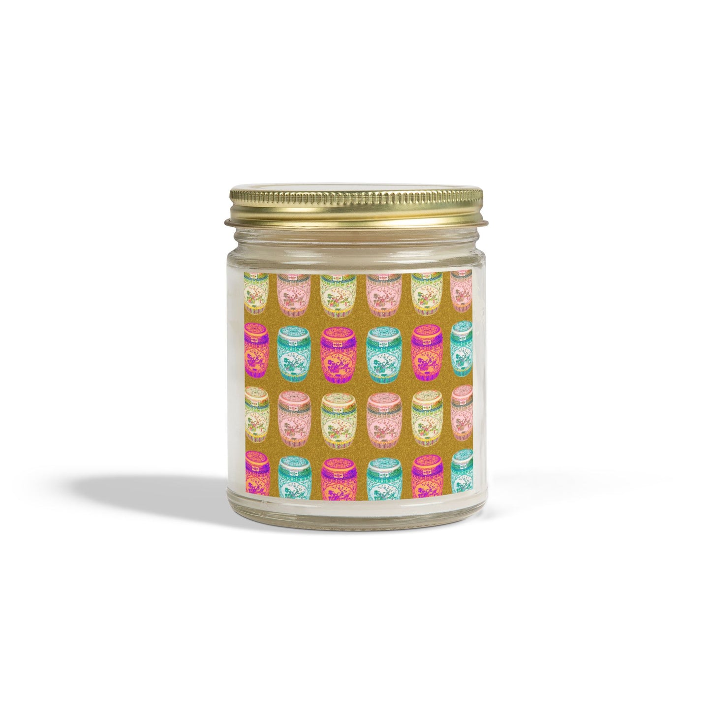 Scented Candles, Coconut Apricot Wax (4oz, 9oz) - Pop Art Porcelain Stools, Repeat Gold