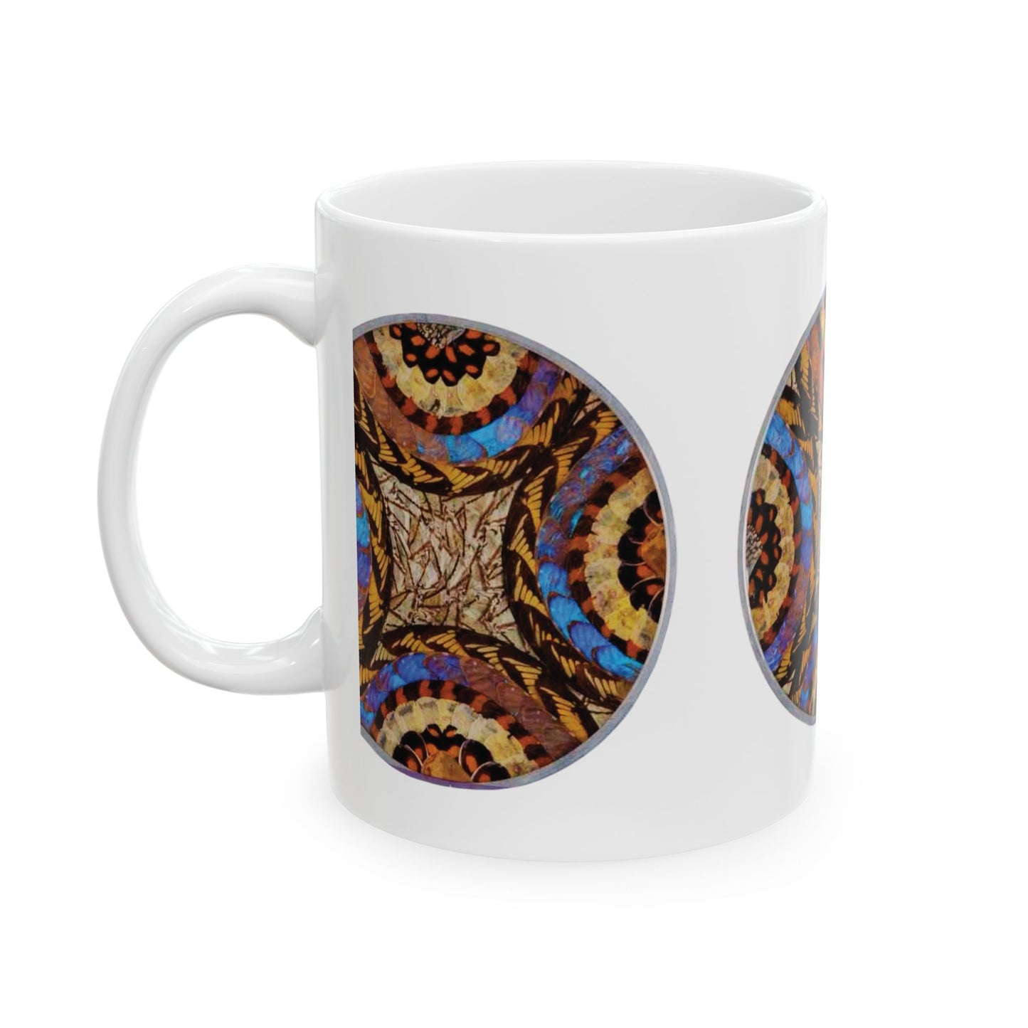 Ceramic White Mug - 11oz & 15oz, Real Butterfly Wing Plate #3