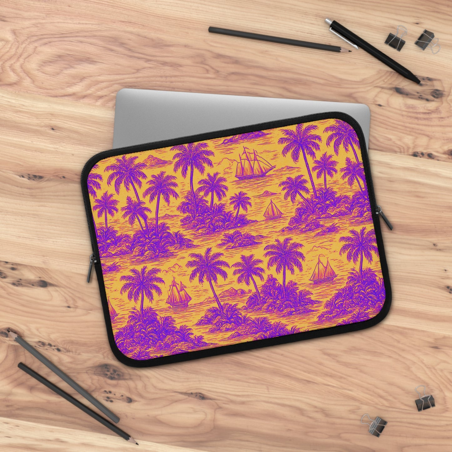 Tropical Laptop Sleeve, 5 Sizes - Perfect for Beach Lovers & Students / Faraway Toile, Pop