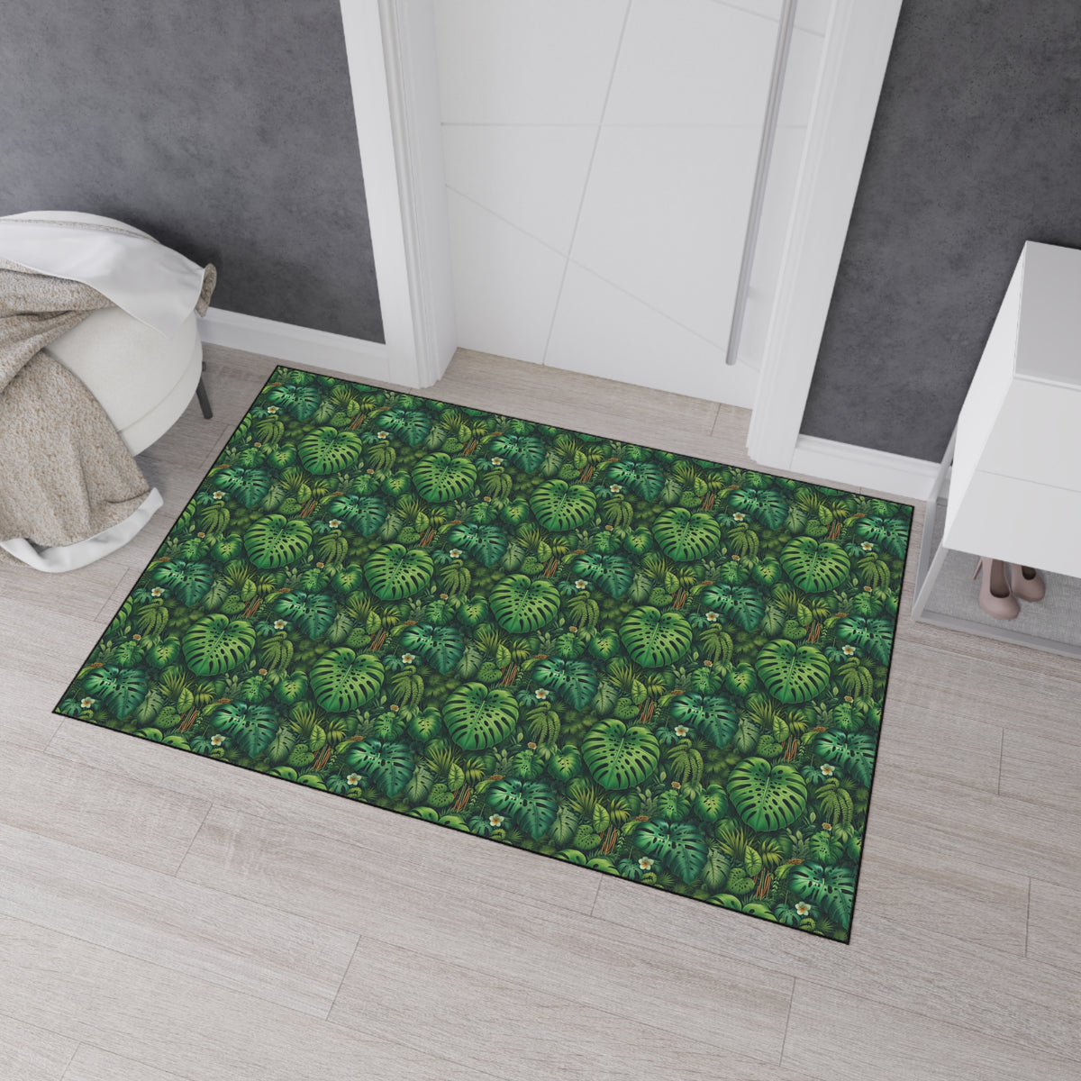 Heavy Duty Floor Mat, 5 Sizes – Tropical Area Rug for Home Décor / Rainforest Greenery
