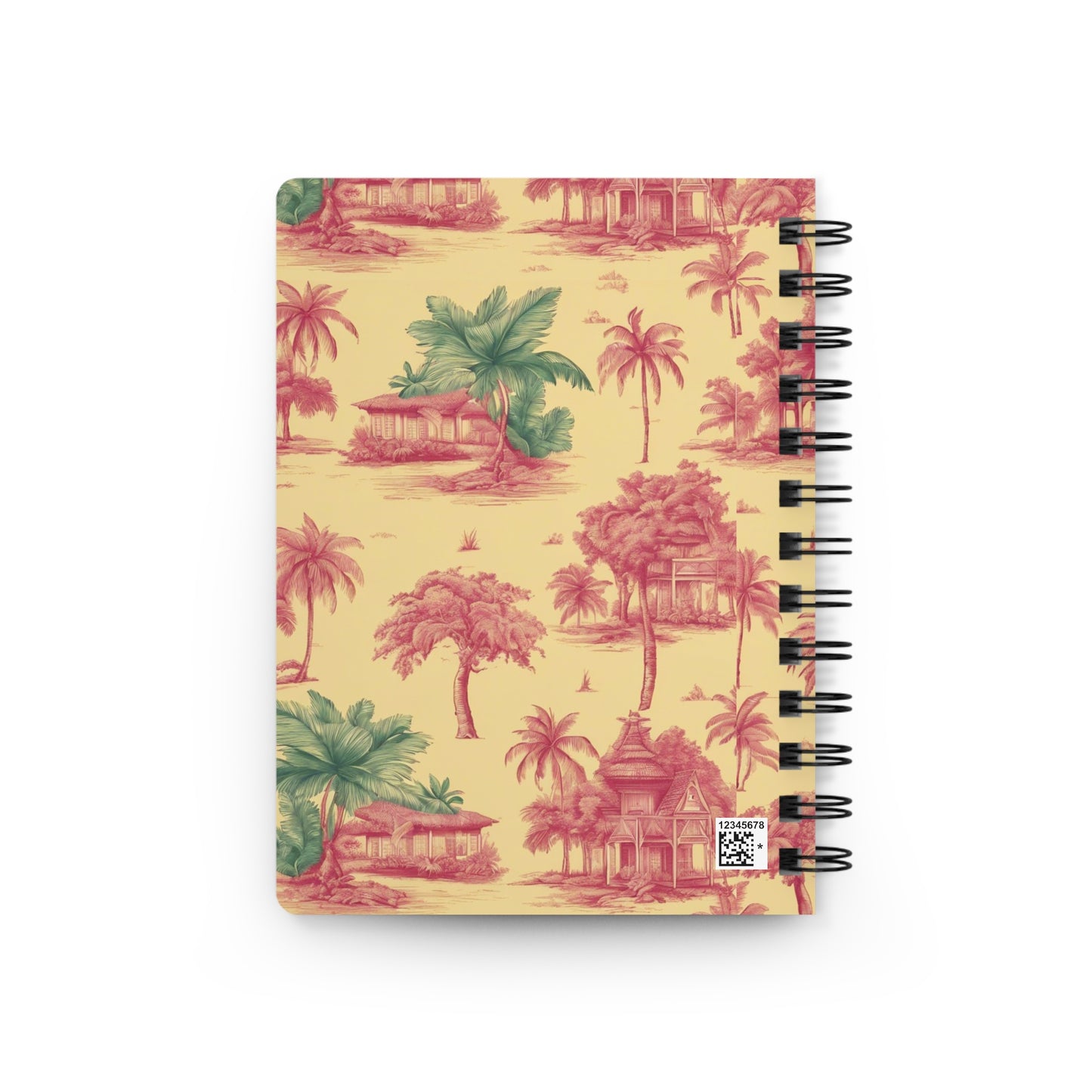 Spiral Bound Journal - Tropical Toile, red/green