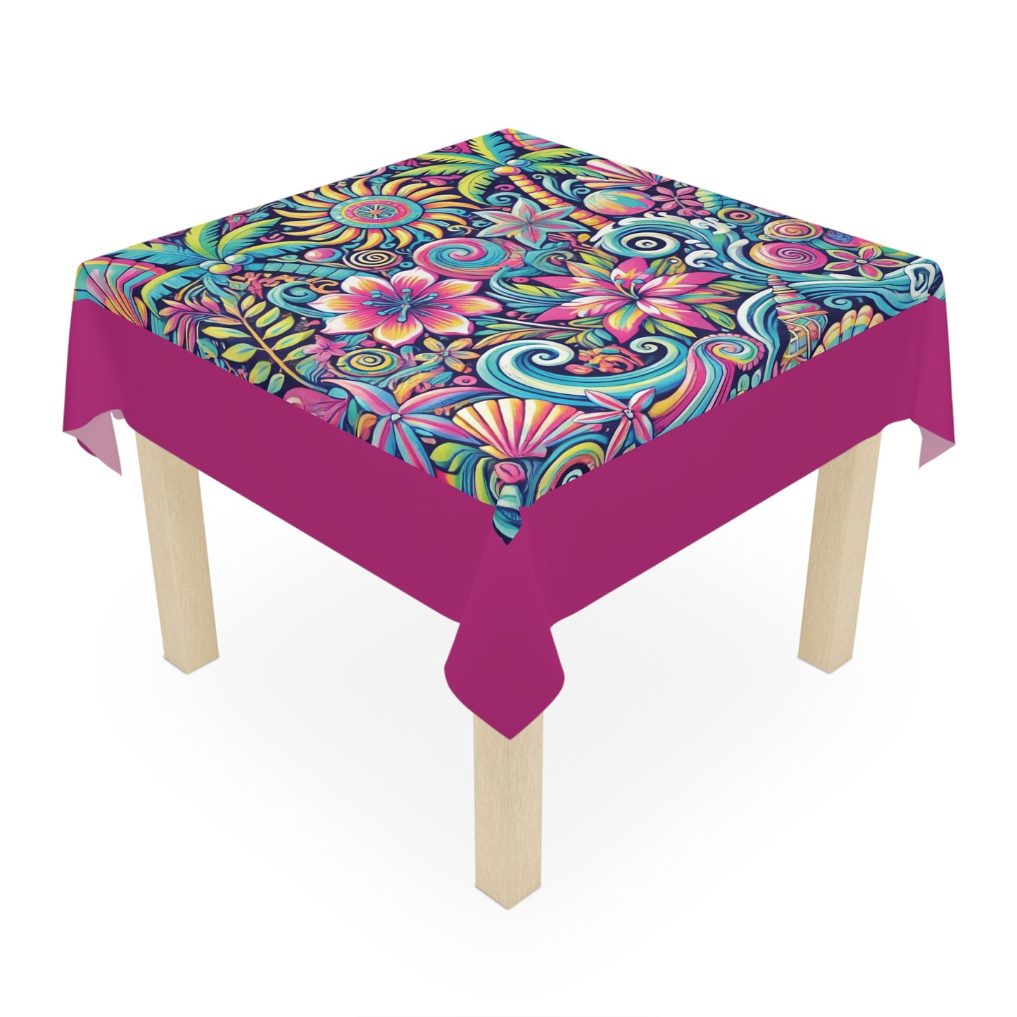Happy Tropics/Pink ~ Square Tablecloth, 55" x 55"